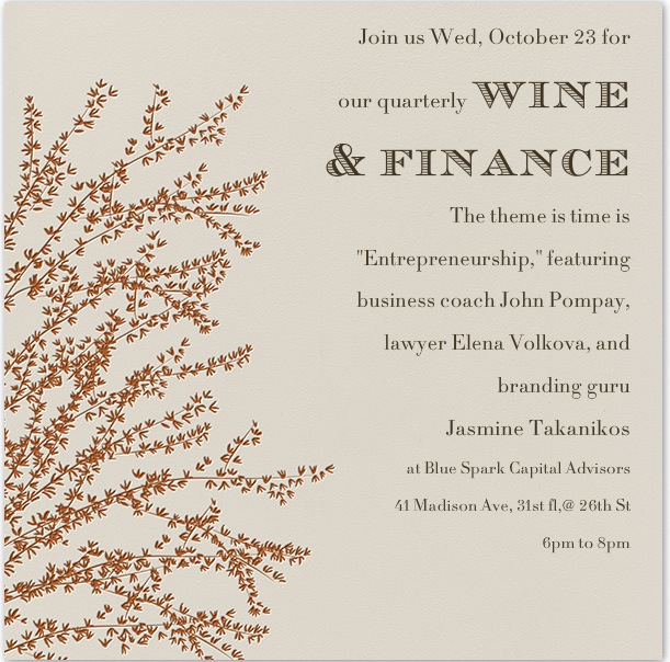 Wine & Finance flyer