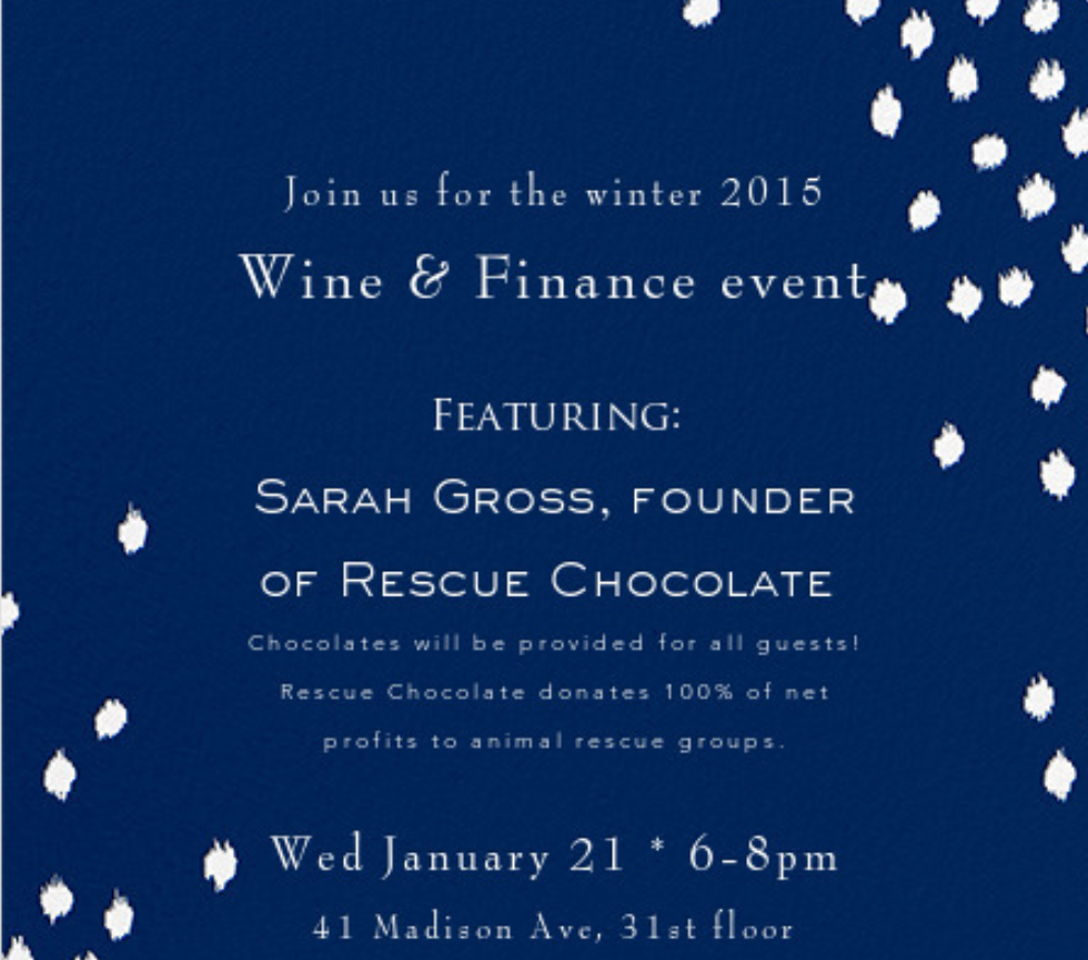 Wine & Finance event flyer, winter 2015